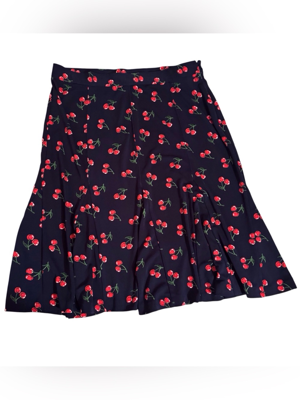 Talbots Y2K Size 8 Cherry Print Skirt Fit & Flare Stretch Vintage Retro Pinup